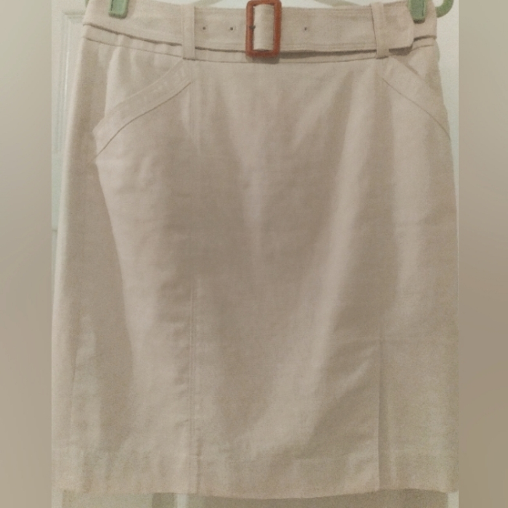 The‎ Limited Neutral Skirt Lightweight Minimalist Beige Belted Pockets Size 10